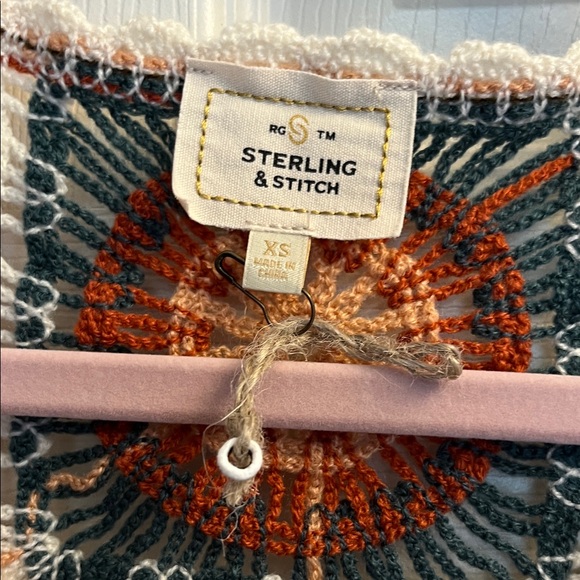 Sterling & Stitch Bohemian Crochet Fringe Sweater XS - Picture 3 of 5